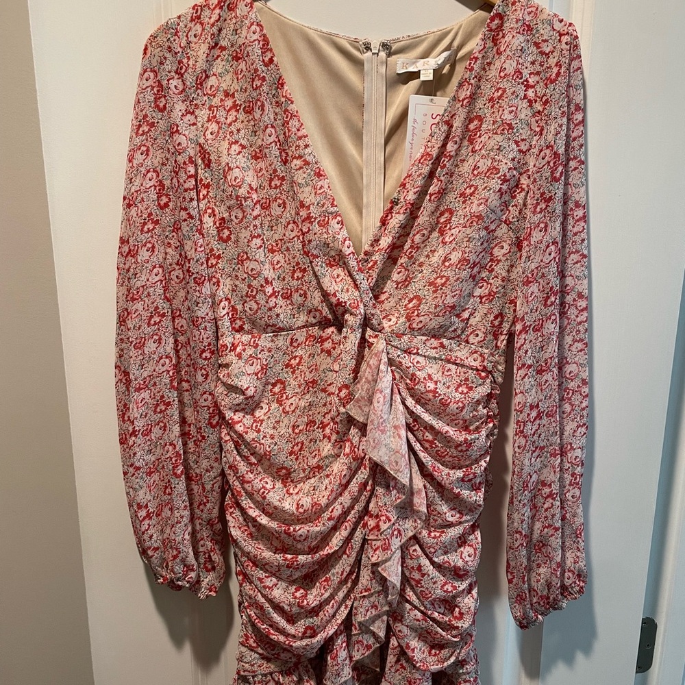 Karlie Red and Cream Floral Dress